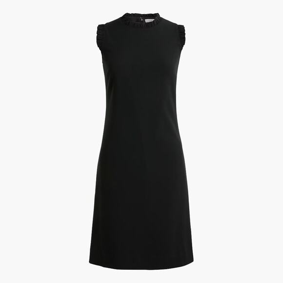 J. Crew Factory Ruffleneck Suiting Dress in Black Size Petite 6 NWT - Picture 2 of 13